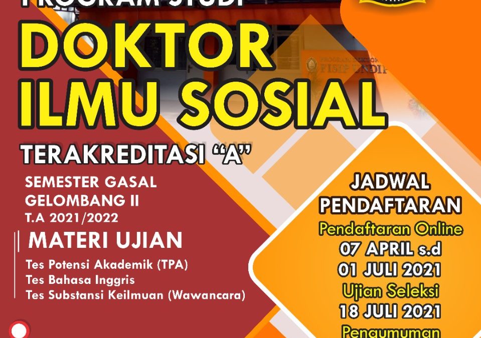 Open Registration for the 2021/2022 Doctoral Program in Social Science Odd Semester Batch II